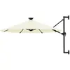 vidaXL Parasol mural avec mât métallique et LED 300 cm Sable