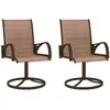 vidaXL Chaises pivotantes de jardin 2 pcs Textilène et acier Marron