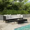 vidaXL Salon de jardin 6 pcs avec coussins Résine tressée Noir