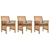vidaXL Chaises à dîner de jardin 3pcs et coussins Bois d'acacia massif