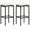 vidaXL Tabourets de bar avec coussins lot de 2 marron résine tressée