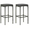 vidaXL Tabourets de bar avec coussins lot de 2 gris résine tressée