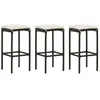 vidaXL Tabourets de bar avec coussins lot de 3 marron résine tressée