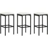 vidaXL Tabourets de bar avec coussins lot de 3 noir résine tressée