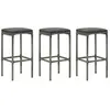 vidaXL Tabourets de bar avec coussins lot de 3 gris résine tressée