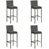 vidaXL Tabourets de bar de jardin et coussins lot de 4 résine tressée