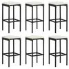 vidaXL Tabourets de bar avec coussins lot de 6 noir résine tressée