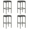 vidaXL Tabourets de bar avec coussins lot de 4 gris résine tressée