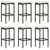 vidaXL Tabourets de bar avec coussins lot de 6 marron résine tressée