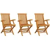 vidaXL Chaises de jardin 3 pcs Bois de teck massif