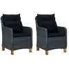 vidaXL Chaises de jardin avec coussins 2 pcs Résine tressée Gris foncé