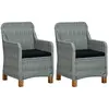 vidaXL Chaises de jardin avec coussins 2 pcs Résine tressée Gris clair