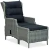 vidaXL Chaise inclinable de jardin tabouret Résine tressée Gris clair