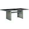 vidaXL Table de jardin Gris clair Résine tressée et verre trempé