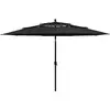 vidaXL Vidaxl Parasol À 3 Niveaux Avec Mât En Aluminium Noir 3,5 M