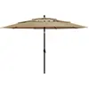 vidaXL Parasol à 3 niveaux avec mât en aluminium Taupe 3,5 m