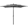 vidaXL Parasol à 3 niveaux avec mât en aluminium Anthracite 2,5x2,5 m