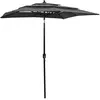 vidaXL Parasol à 3 niveaux avec mât en aluminium Anthracite 2x2 m
