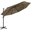 vidaXL Parasol à 4 niveaux avec mât en aluminium Taupe 3x3 m