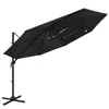 vidaXL Parasol à 4 niveaux avec mât en aluminium Noir 3x3 m