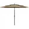 vidaXL Parasol à 3 niveaux avec mât en aluminium Taupe 3 m