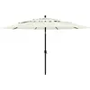 vidaXL Parasol à 3 niveaux avec mât en aluminium Sable 3,5 m