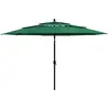 vidaXL Parasol à 3 niveaux avec mât en aluminium Vert 3,5 m