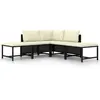 vidaXL Salon de jardin 5 pcs avec coussins Noir Résine tressée