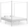 vidaXL Cadre de lit à baldaquin sans matelas blanc 160x200 cm métal