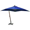 vidaXL Parasol suspendu avec mât Bleu azuré 3x3 m Bois de sapin massif
