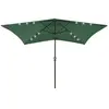 vidaXL Parasol avec LED et mât en acier Vert 2x3 m