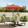 vidaXL Parasol d'extérieur avec LED et mât en acier 300 cm Terre cuite