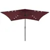 vidaXL Parasol avec LED et mât en acier Rouge bordeaux 2x3 m