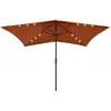vidaXL Parasol avec LED et mât en acier Terre cuite 2x3 m