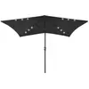vidaXL Parasol avec LED et mât en acier Noir 2x3 m