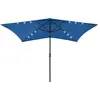 vidaXL Parasol avec LED et mât en acier Bleu azuré 2x3 m