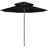 vidaXL Parasol double avec mât en bois Noir 270 cm