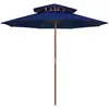 vidaXL Parasol double avec mât en bois Bleu 270 cm