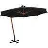 vidaXL Parasol suspendu avec mât Noir 3,5x2,9 m Bois de sapin massif