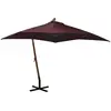 vidaXL Parasol de jardin suspendu et mât rouge bordeaux bois de sapin