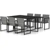 vidaXL Mobilier à dîner de jardin 7pcs et coussins Résine tressée Gris
