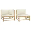 vidaXL Salon de jardin 2 pcs avec coussins blanc crème Bambou