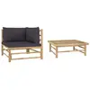 vidaXL Salon de jardin 2 pcs avec coussins gris foncé Bambou