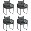 vidaXL Chaises d'extérieur lot de 4 avec oreillers Résine tressée Noir