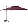 vidaXL Parasol déporté avec double toit 300x300 cm rouge bordeaux