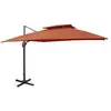 vidaXL Parasol déporté avec double toit 300x300 cm terre cuite