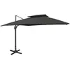 vidaXL Parasol déporté avec double toit 300x300 cm noir