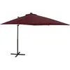 vidaXL Parasol déporté avec mât et lumières LED Rouge bordeaux 250 cm