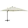 vidaXL Parasol déporté avec mât et lumières LED Sable 300 cm