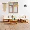 vidaXL Salon de jardin 6 pcs avec coussin Crème Bois d'acacia solide